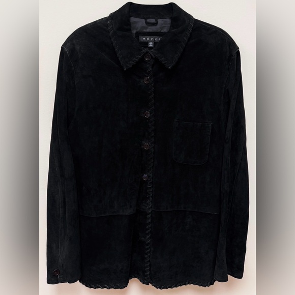 Revue Jackets & Blazers - Revue Black Suede Jacket with Whipstitch Trim Size 12
